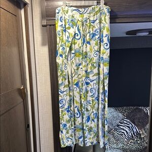 CeCe Yellow and Blue Maxi Wrap Jumpsuit